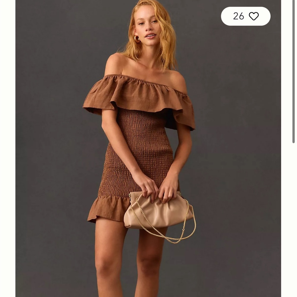 Off-The-Shoulder Smocked Mini Dress